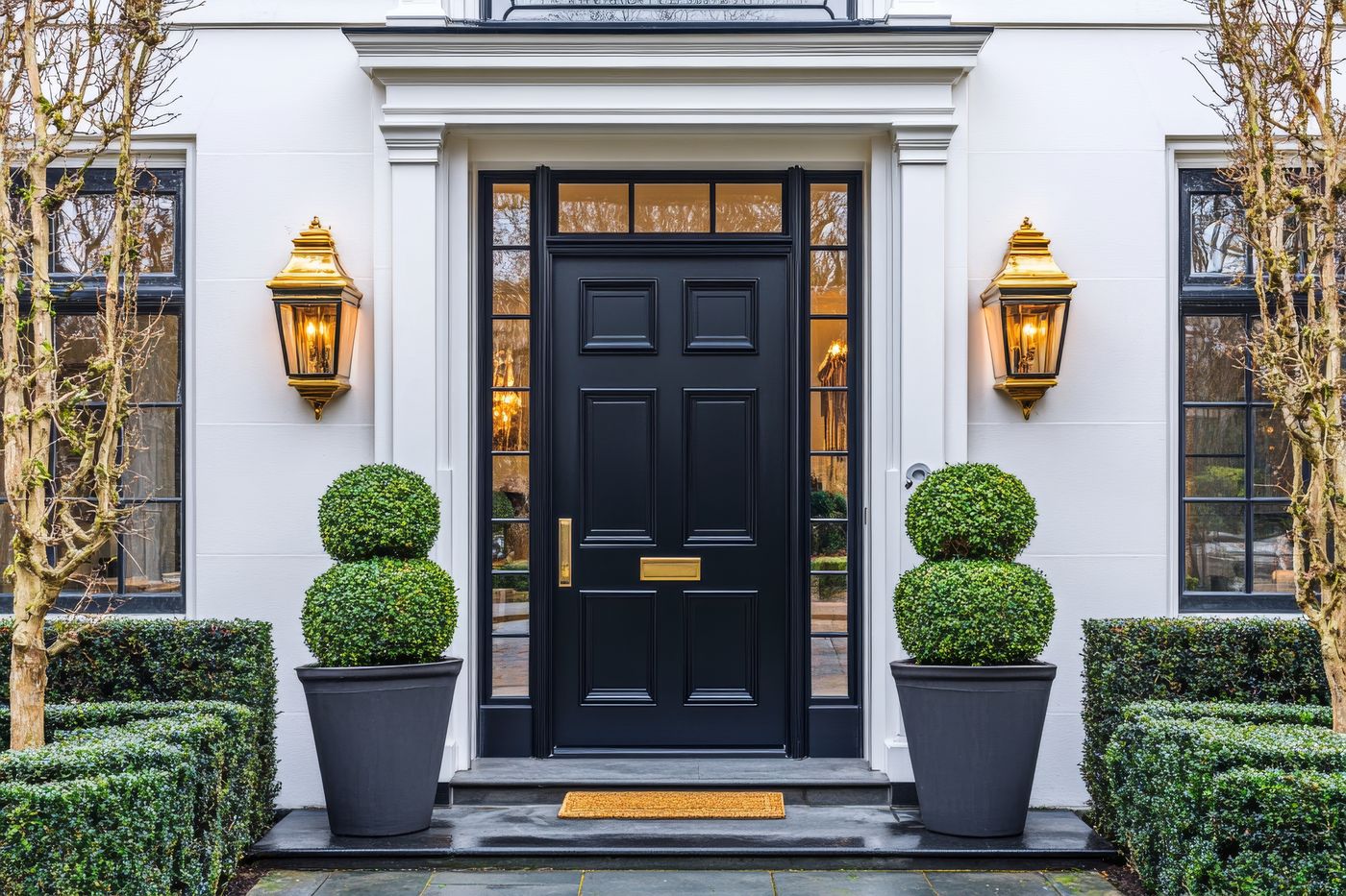 Statige entree van een exclusieve woning